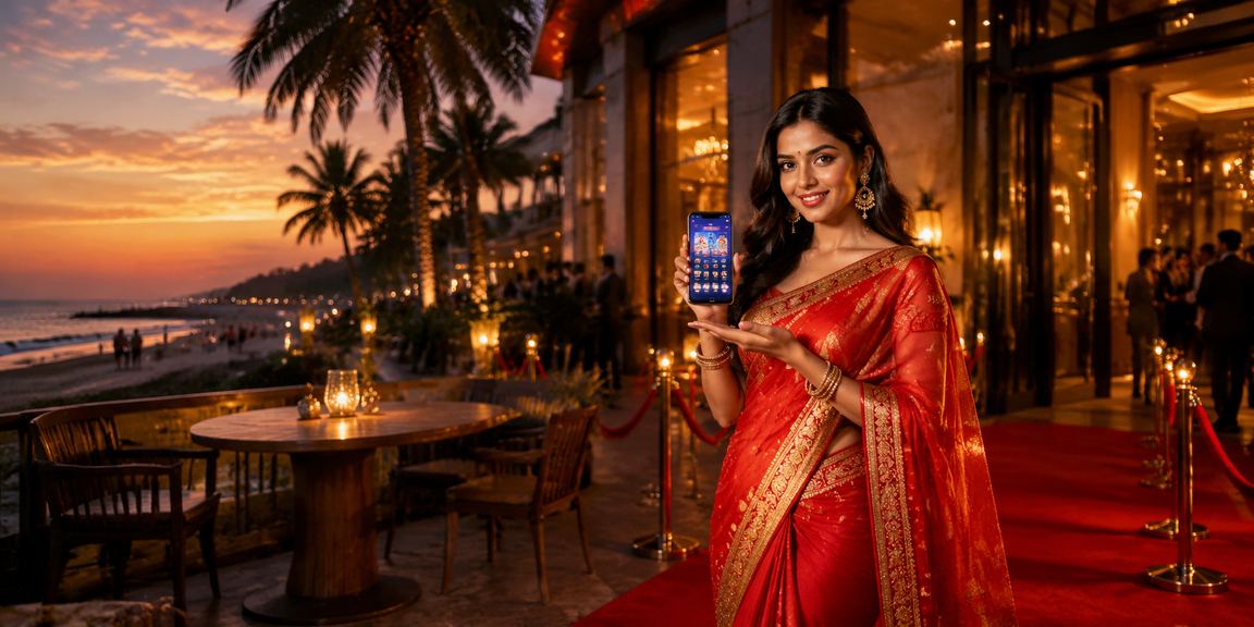 Andar Bahar card game played on mobile interface at a beach in Goa